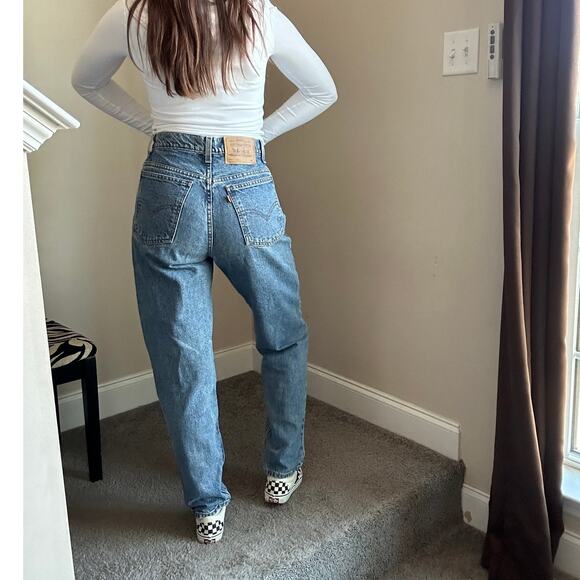 Y2K Levis Blue Jeans 950 Relaxed Fit 11 MED, orange tab (fits a 6/8) - Picture 7 of 12